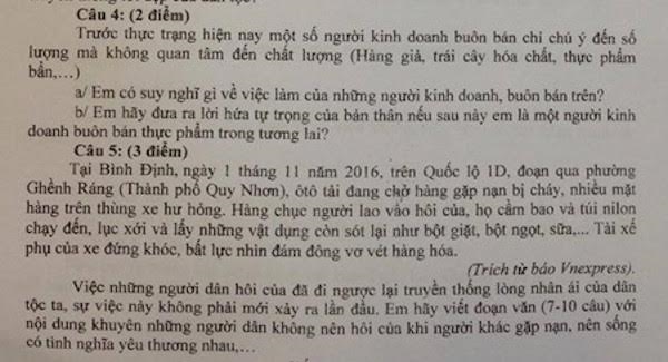 Thú vị với đề thi xuất hiện tình huống xin đền gương xe bị vỡ - Ảnh 3.