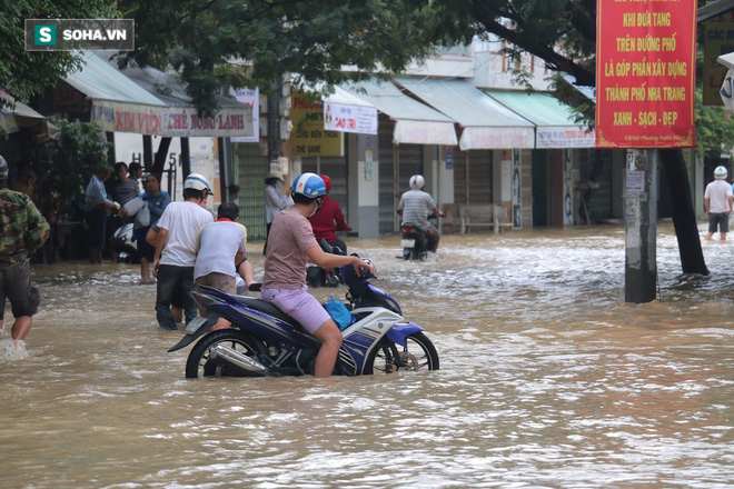 Nước tràn vào thành phố, cả Nha Trang tê liệt vì lụt - Ảnh 3.