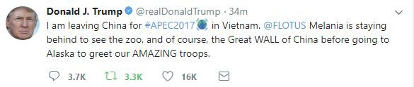 Tổng thống Mỹ Donald Trump rời Bắc Kinh tới Đà Nẵng dự Tuần lễ Cấp cao APEC - Ảnh 1.