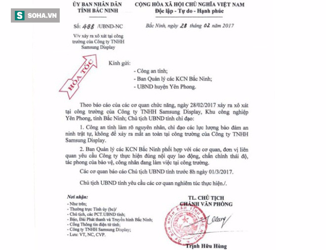Chủ tịch tỉnh Bắc Ninh yêu cầu làm rõ vụ xô xát tại nhà máy Samsung - Ảnh 1.