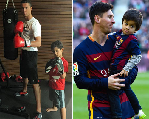 Mãn nhãn với kỹ thuật vượt tuổi của con trai Ronaldo và Messi - Ảnh 1.