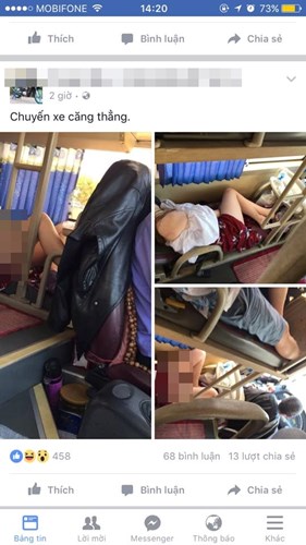 Thiếu nữ mặc váy ngắn trên xe khách và hành động gác chân lên ghế gây bức xúc - Ảnh 1.