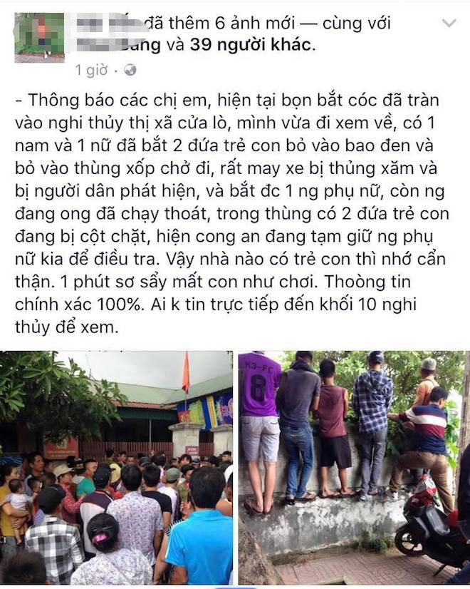 Nghệ An: Hàng trăm người dân vây bắt một phụ nữ nghi bắt cóc trẻ con - Ảnh 1.