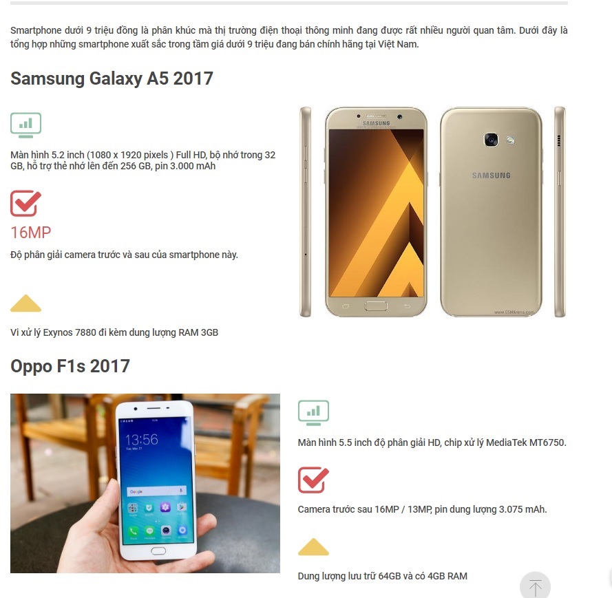 [Infographic] Những smartphone dưới 9 triệu đồng nổi bật nửa đầu năm 2017 - Ảnh 1.