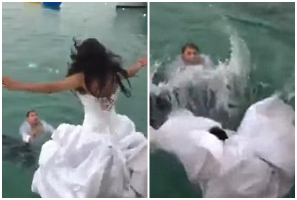 Nhảy xuống biển để chụp ảnh cưới, cô gái trẻ lập tức phải nếm trải cảm giác sợ hãi - Ảnh 3.