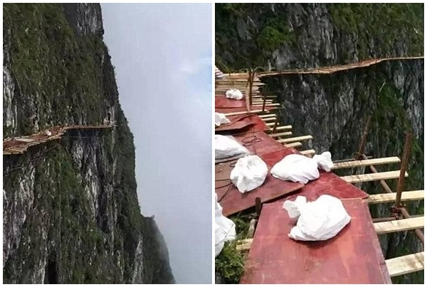 Clip: Cận cảnh xây dựng cầu kính tại Trung Quốc nơi công nhân đánh đu trên độ cao 1.700m - Ảnh 4.