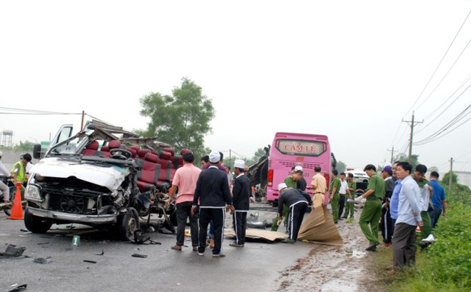 Hiện trường vụ tai nạn giao thông ở Tây Ninh.