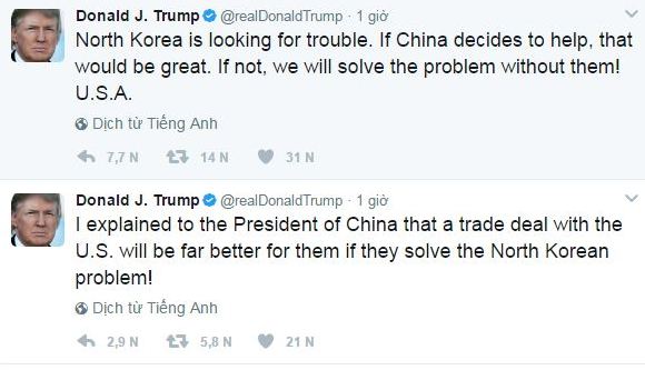 Trump hứa hẹn với Tập một thỏa thuận thương mại tốt hơn, nếu TQ chịu giải quyết vấn đề Triều Tiên - Ảnh 1.