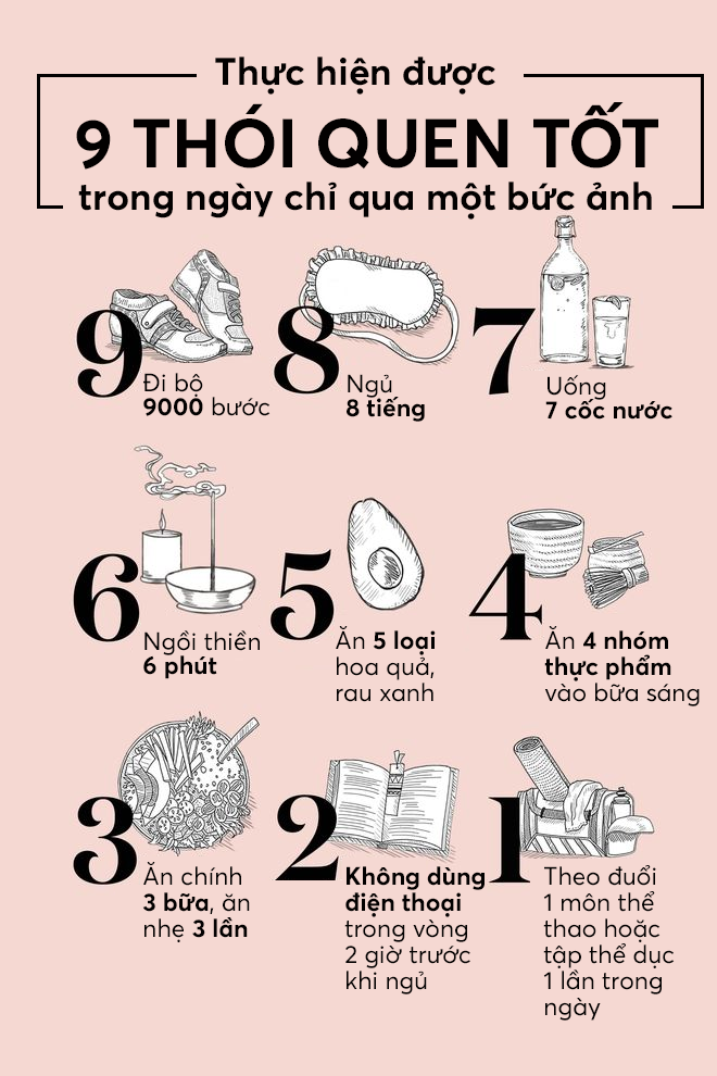 Một Bức Ảnh Nhỏ Nhắc Bạn Học Ngay 9 Thói Quen Tốt Nên Làm Trong Ngày, Bạn  Có Muốn Biết?