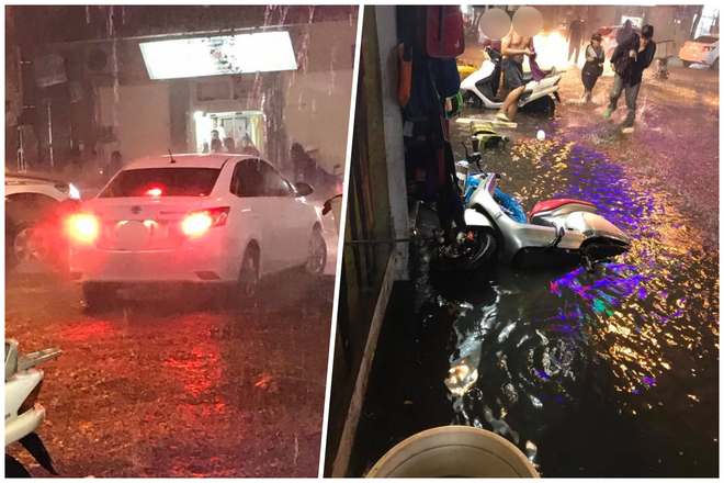 Trong tối Hà Nội mưa lớn, hành động của xe ô tô khiến bao người khốn đốn - Ảnh 1.