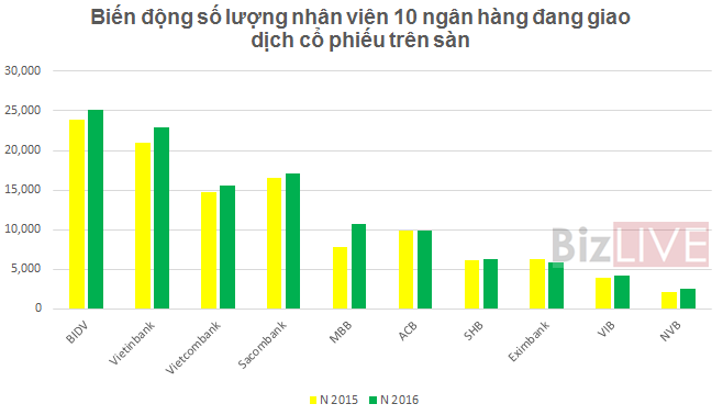 Soi hiệu quả kinh doanh của nhân viên 10 ngân hàng đang giao dịch trên sàn - Ảnh 1.