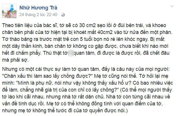 Sau tai nạn đã bị nói: Chân xấu thì làm sao lấy chồng? và lời đáp trả sắc sảo của cô gái 9X - Ảnh 1.