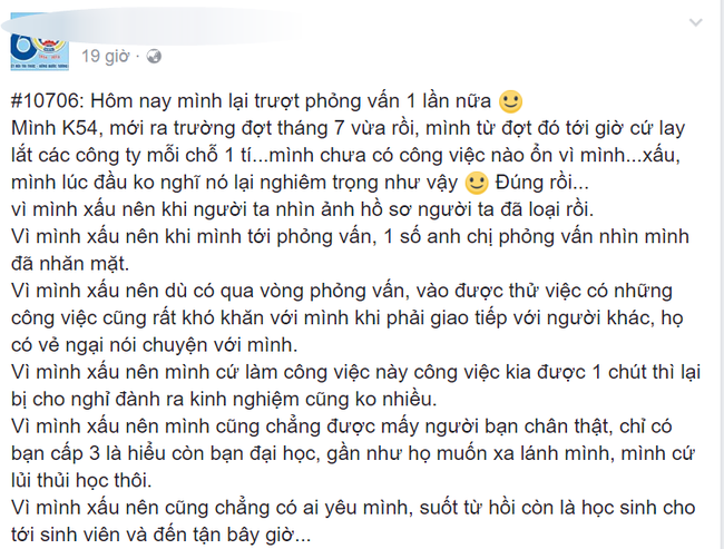 Lời chua xót của cô gái vì xấu xí nên không xin được việc, chẳng có ai yêu, chỉ muốn tự tử gây sốt mạng - Ảnh 2.