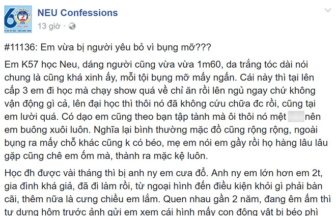 C&ocirc; g&aacute;i khoe cao 1m60, t&oacute;c d&agrave;i da trắng nhưng bất ngờ bị người y&ecirc;u đ&aacute; v&igrave;... bụng mỡ! - Ảnh 1.