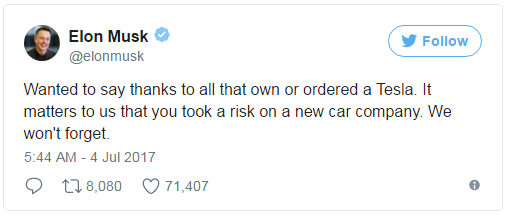 Chỉ bằng một đoạn cảm ơn khách hàng chưa đến 30 từ, Elon Musk đã dạy cho tất cả chúng ta một bài học ý nghĩa - Ảnh 1.