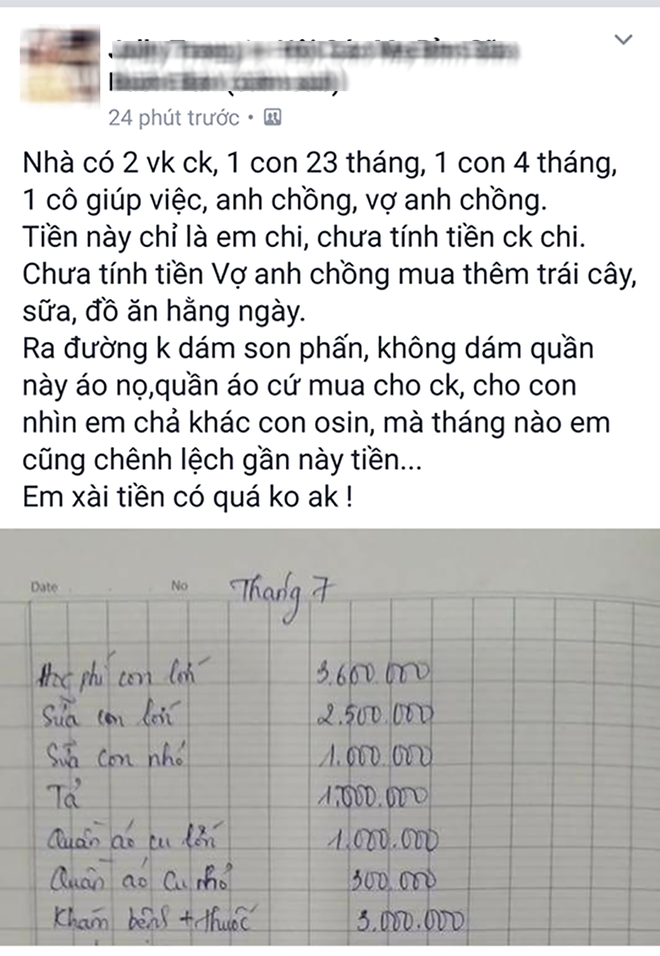 Bảng chi tiêu của gia đình tính sơ hết hơn 40 triệu/tháng, riêng tiền ăn hết 9 triệu gây sốt - Ảnh 1.