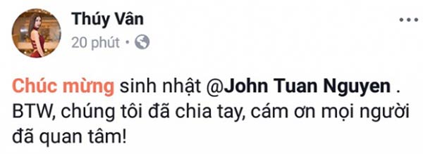 Á hậu Thúy Vân gây ngỡ ngàng khi tuyên bố đã chia tay bạn trai đại gia  - Ảnh 2.