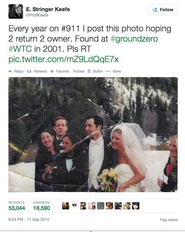 Câu chuyện 13 năm đi tìm lời giải về tấm ảnh cưới bí ẩn ở hiện trường vụ khủng bố 11/9 - Ảnh 2.