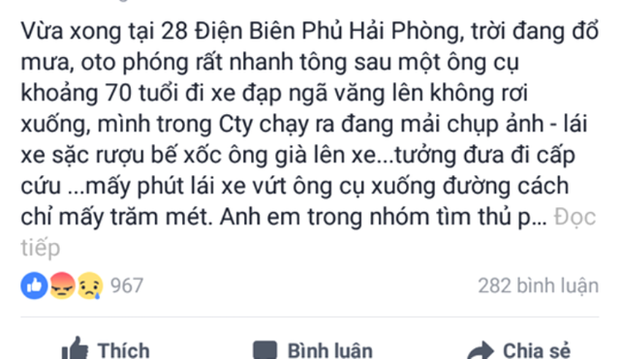 Sự thật tài xế ô tô đâm ngã cụ già 70 tuổi ở Hải Phòng rồi bỏ lại ven đường - Ảnh 1.