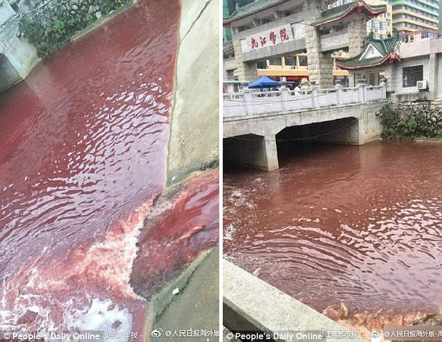 Dòng sông ở Trung Quốc chuyển màu máu như trong phim kinh dị - Ảnh 3.