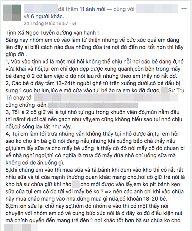 Sư cô bị tố bỏ đói trẻ mồ côi, để các bé nằm ngủ trên nền nhà dơ bẩn: Ở Tịnh xá đầy đủ nhu yếu phẩm, chỉ thiếu bảo mẫu - Ảnh 1.