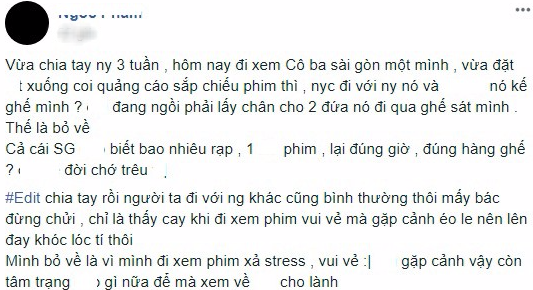 Chuyện éo le: Đi xem phim một mình xả stress ai ngờ ngồi cạnh luôn người yêu cũ và người yêu mới - Ảnh 1.