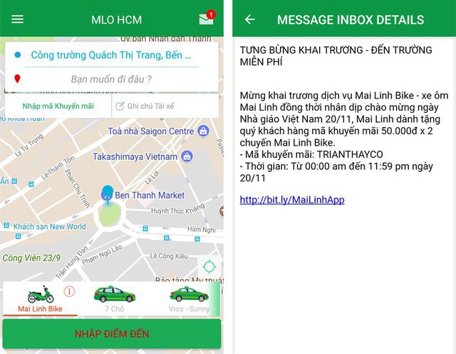 Mai Linh tung chiêu khuyến mại như Uber, Grab trong ngày khai trương “xe ôm công nghệ” - Ảnh 1.
