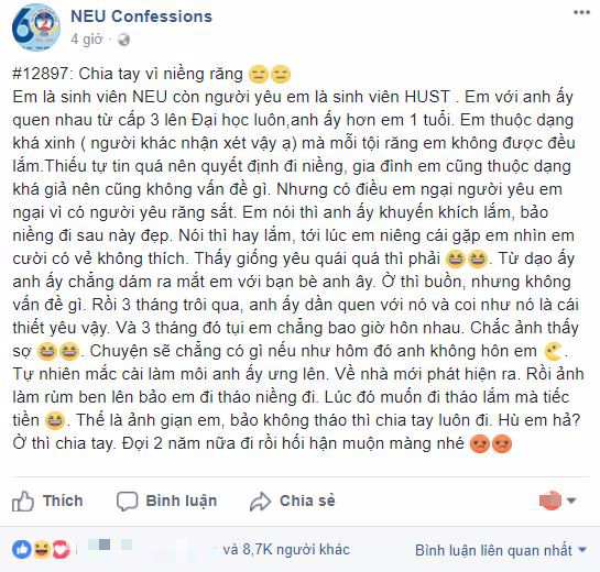 Thanh niên quyết định chia tay bạn gái niềng răng vì bị sứt môi khi hôn nhau - Ảnh 1.