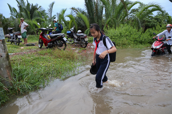 Gần 3km đường biến thành sông vì triều cường, ô tô “quật” trẻ em té ngã giữa dòng nước ở Sài Gòn - Ảnh 20.
