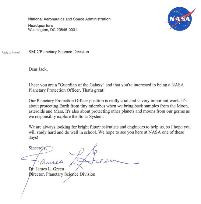 Đây là cách NASA trả lời đơn ứng tuyển Vệ binh dải ngân hà của cậu bé 9 tuổi - Ảnh 2.