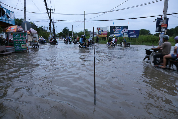 Gần 3km đường biến thành sông vì triều cường, ô tô “quật” trẻ em té ngã giữa dòng nước ở Sài Gòn - Ảnh 3.