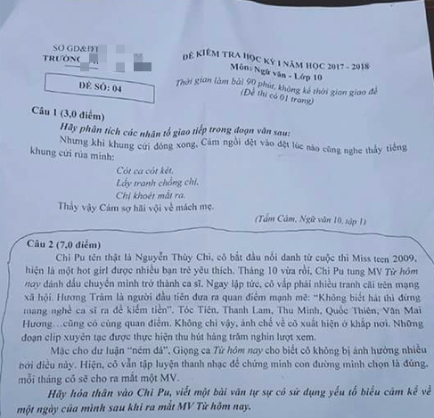 Đề thi Văn Lớp 10 yêu cầu HS hóa thân vào Chi Pu kể về cảm xúc khi bị Hương Tràm đá xéo - Ảnh 3.