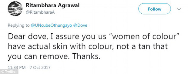 Từ cô gái da màu trở nên trắng sáng không tì vết: Quảng cáo Dove khiến cộng đồng phẫn nộ vì phân biệt chủng tộc - Ảnh 4.