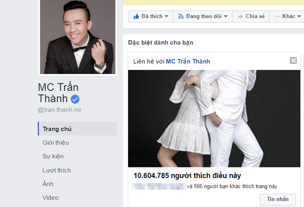 Sau đám cưới, fanpage của Trấn Thành bất ngờ vươn lên dẫn đầu tại Việt Nam - Ảnh 1.