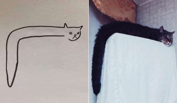 Bức tranh vẽ mèo kỳ lạ, ai cũng giật mình khi so sánh với hình ảnh thực tế - Ảnh 3.