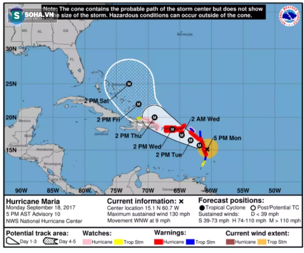 Bão Maria đã mạnh lên thành siêu bão cấp 5, cảnh báo ban bố khắp vùng Đông Caribe - Ảnh 1.