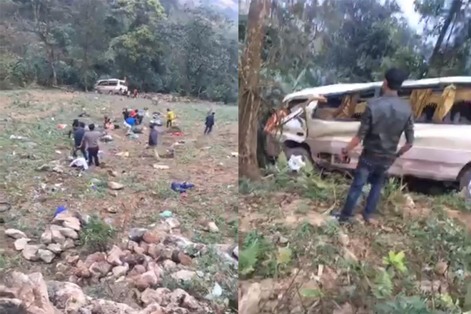 Ảnh: Hiện trường vụ xe khách Sa Pa - Lào Cai rơi xuống vực - Ảnh 1.