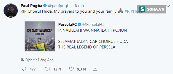 Pogba gửi lời chia buồn đến thủ môn huyền thoại Indonesia vừa qua đời sau va chạm trên sân - Ảnh 2.