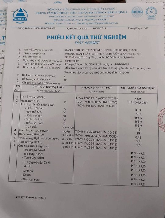 Bản kiểm nghiệm xăng A92 giả ở Nghệ An: Ốc tan là gì? Tỷ lệ dưới 50% tệ hại đến mức nào? - Ảnh 1.