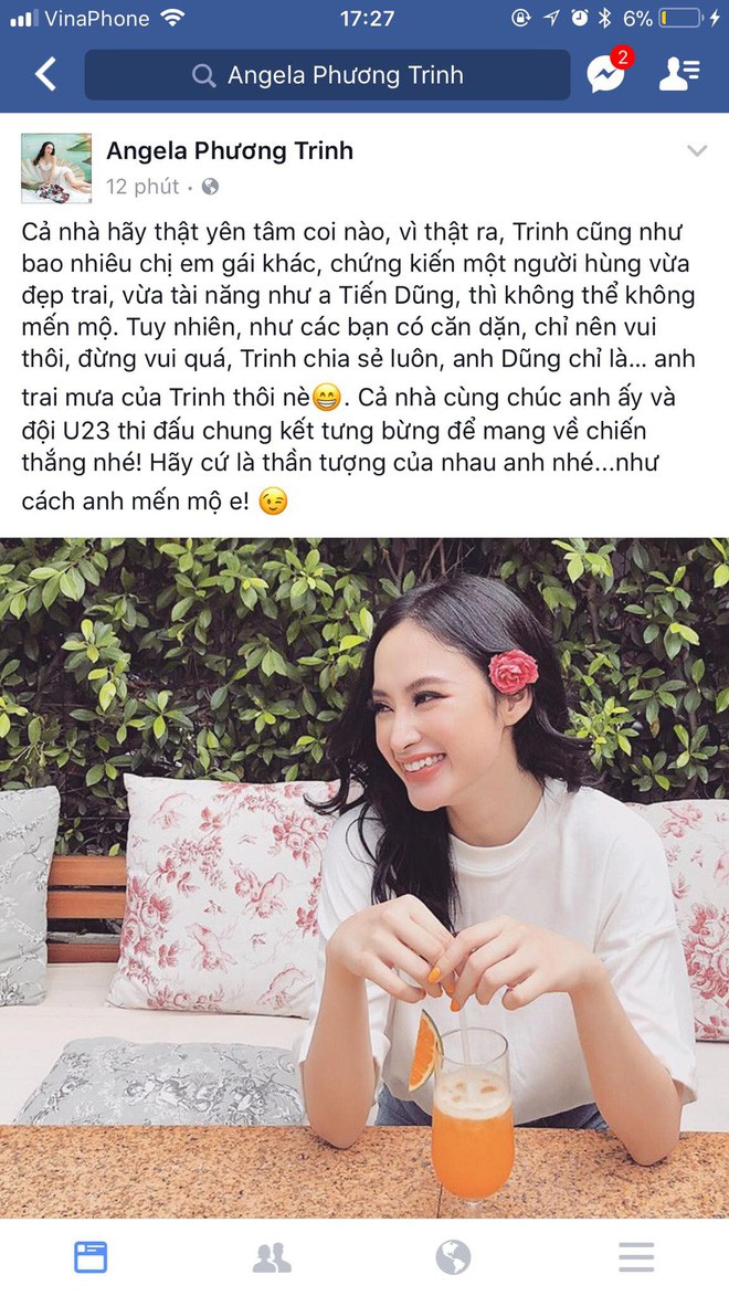 Sau cơn địa chấn thả thính, Angela Phương Trinh tuyên bố chỉ coi Bùi Tiến Dũng là anh trai mưa - Ảnh 1.