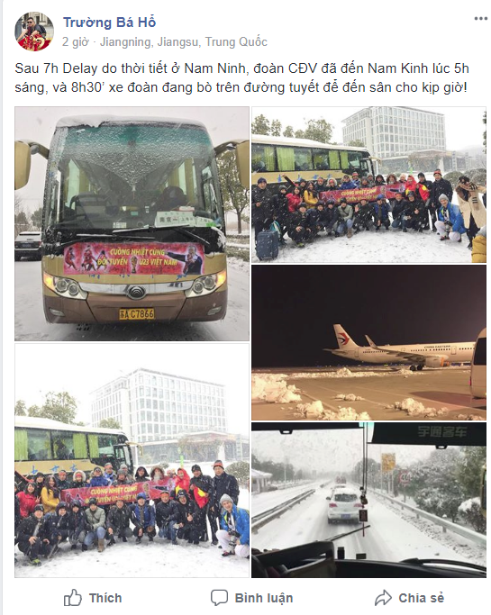 Nhật ký đi Trung Quốc cổ vũ U23 Việt Nam: Xe đang bò trên tuyết để đến sân kịp giờ - Ảnh 2.