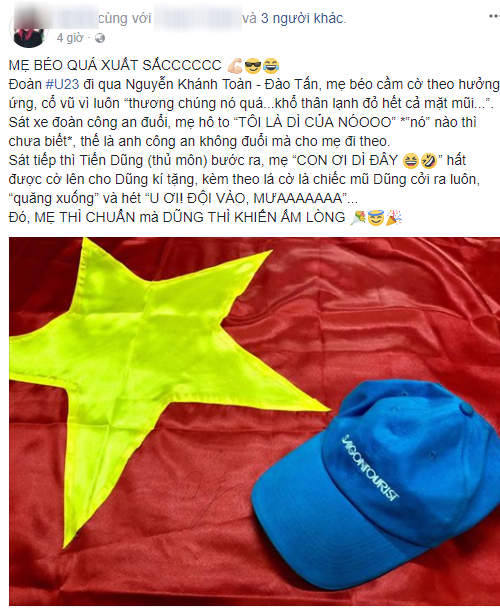 Cổ động viên nhận vơ là dì để đi theo xe diễu hành, thủ môn Tiến Dũng đã đáp lại rất bất ngờ - Ảnh 1.