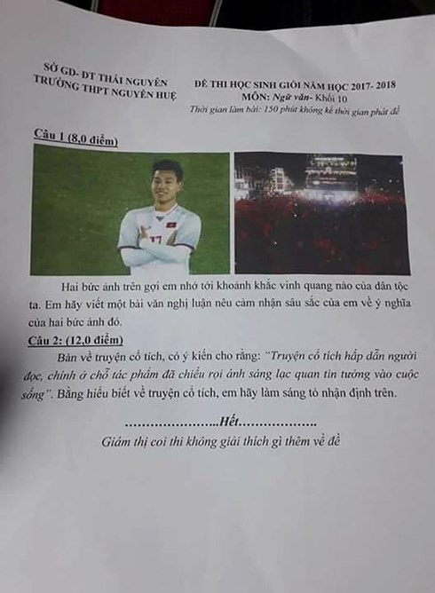 Cầu thủ đội tuyển U23 Việt Nam bước từ sân cỏ vào đề thi Ngữ Văn - Ảnh 1.