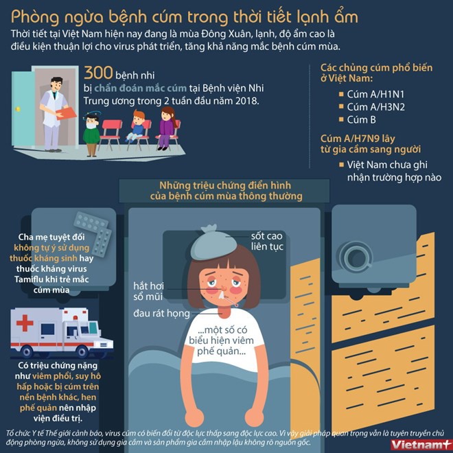 [Infographics] Phòng ngừa bệnh cúm trong thời tiết lạnh ẩm - Ảnh 1.