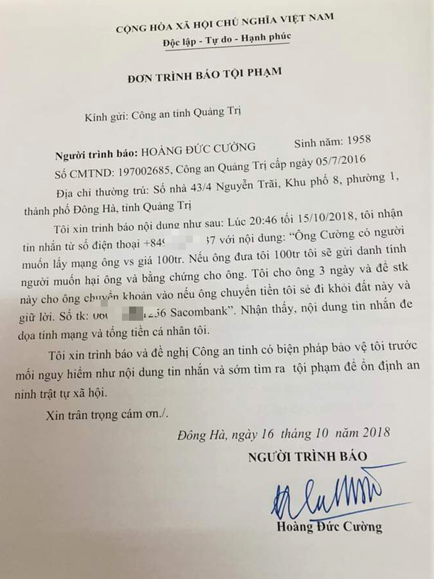 Vụ dọa giết, tống tiền Chánh văn phòng đoàn ĐBQH: Thêm một nạn nhân trình báo công an - Ảnh 2.