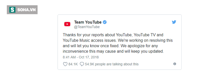Sau gần 2 giờ gặp sự cố, Youtube đã trở lại bình thường, tuy nhiên, chưa rõ nguyên nhân - Ảnh 1.