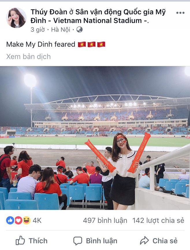 Xuất hiện trên khán đài trận Việt Nam - Malaysia, facebook cô gái trẻ bỗng bị “tấn công” - Ảnh 2.