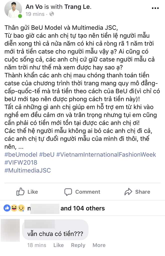 Bị người mẫu tố 7 tháng chưa trả cát-xê, phía VIFW phản hồi: Không quỵt, chỉ là có chút chậm trễ - Ảnh 3.