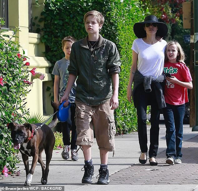 Angelina Jolie took her biological children out before meeting Brad Pitt in court, but her 3 adopted children were absent - Photo 1.