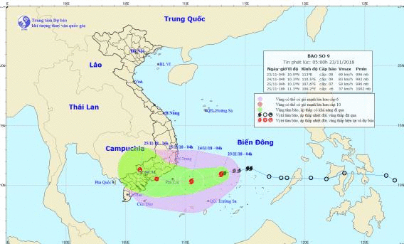 Bão số 9 giật cấp 10 đang áp sát các tỉnh Nam Trung Bộ, dự báo đổ bộ trong đêm nay - Ảnh 2.